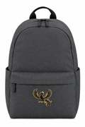 Charcoal grey backpack with smaller embroidered phoenix
