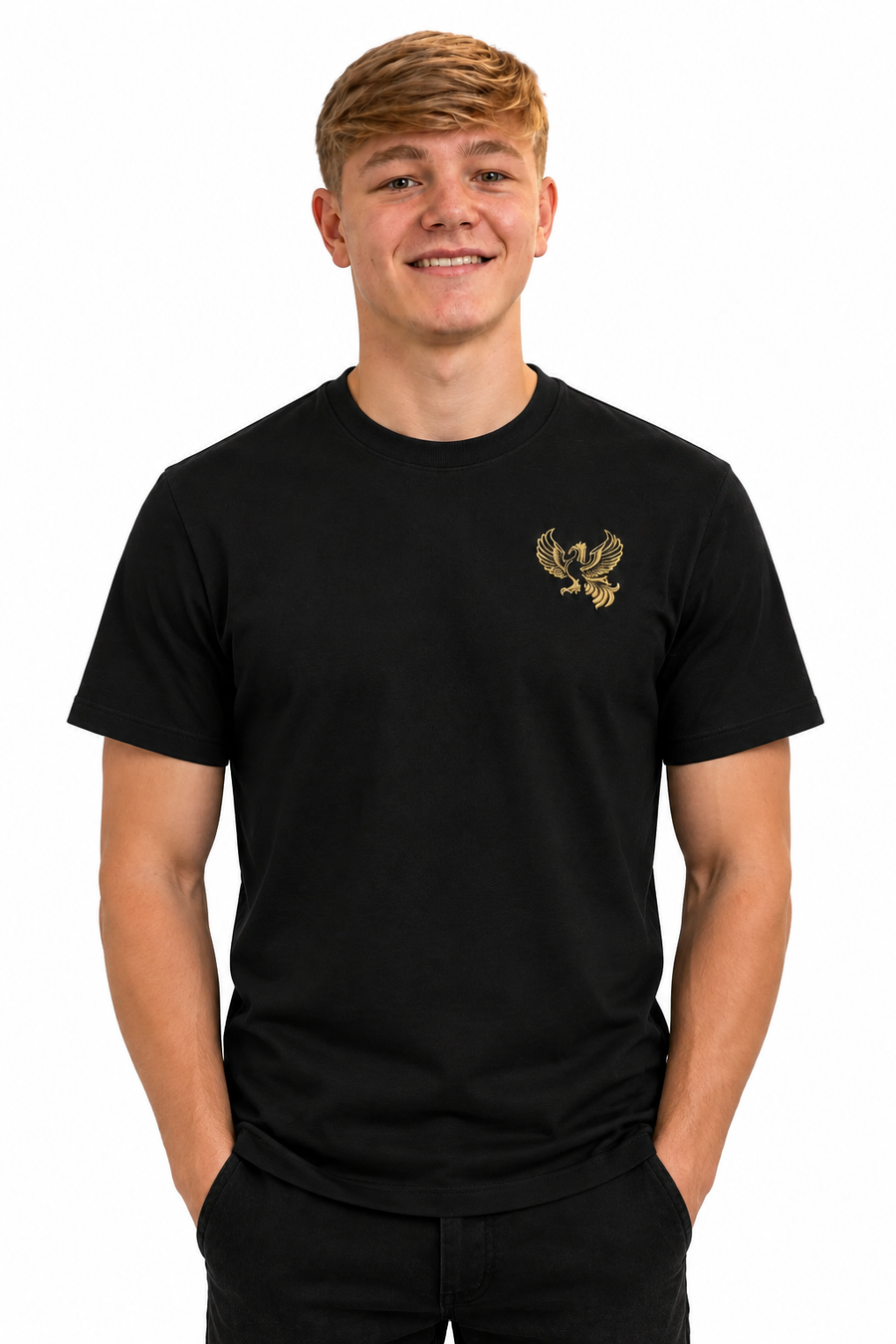 Charlie wearing the black Phoenix T-shirt - Black