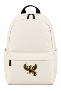 Cream backpack with smaller embroidered phoenix