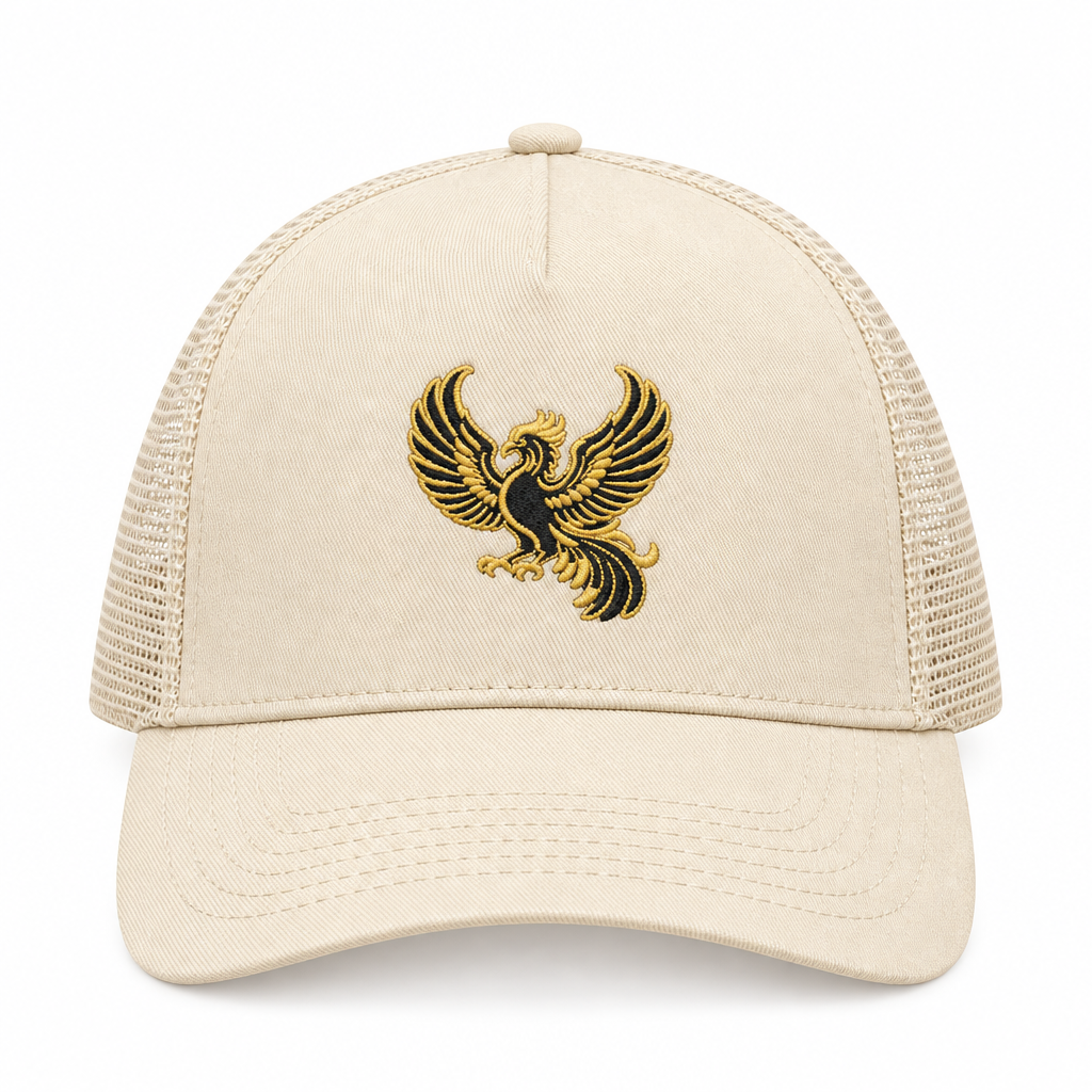 Front-facing cream hat