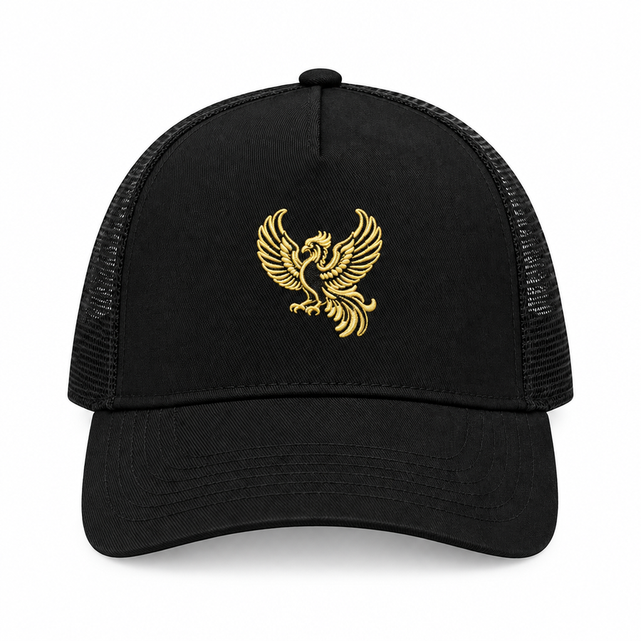 Hat with small centred bright gold phoenix - Survival Charlie Hall