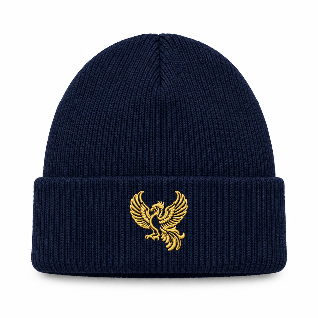 Navy beanie using the new phoenix reference